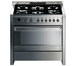 SMEG  Opera 90 Dual Fuel Range Cooker - Stainless Steel